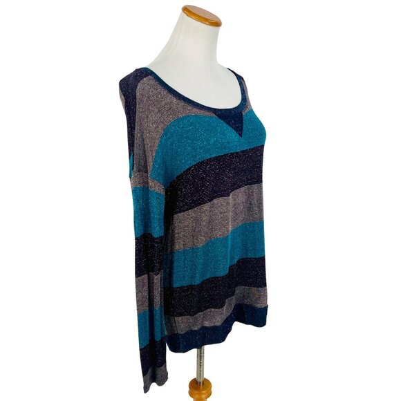 NWT Splendid Luxury Shimmery Striped On-Off Shoulder Long Sleeve Lurex Sweater - Picture 9 of 16